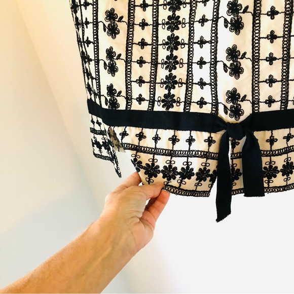 Nanette Lepore Coquette Skirt Women’s 2, Cream with Black Embroidery, Parisian - Picture 8 of 15